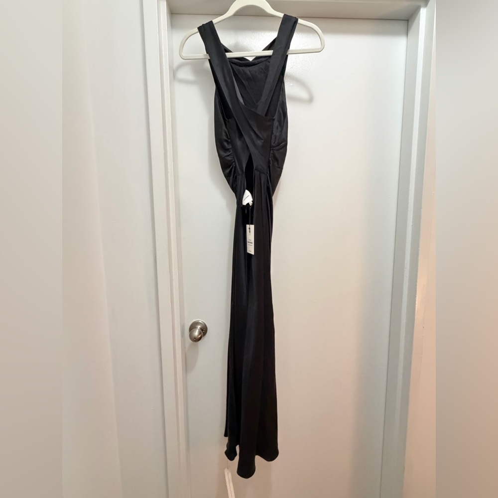 NEW Reformation Black Casette Silk Maxi Dress 6 - Picture 11 of 16